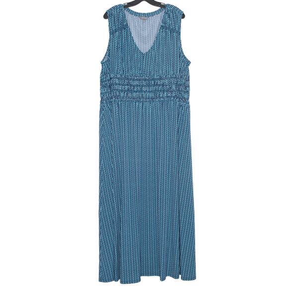 Daisy Fuentes Dress Maxi Coastal Grandma Beachy Boho Cottage Minimalist Blue 2X - Picture 1 of 6